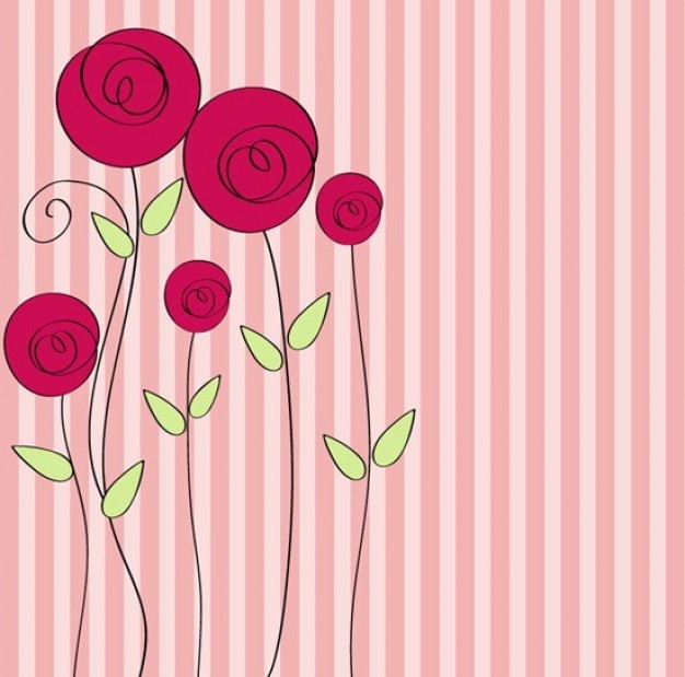 valentines day hand Flowers drawn style floral romantic background about Pink Bobbi Brown